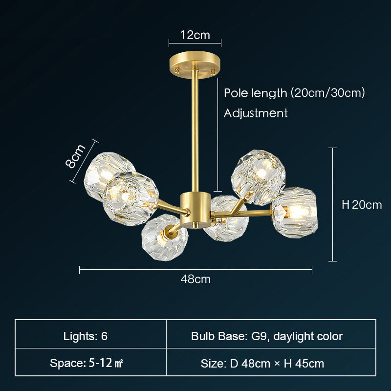 Brass Sputnik Chandelier With K9 Crystals Modern Ceiling Light Fixture-Momo Lighting