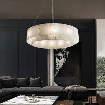 Brendra Alabaster 2-Tier Round Chandelier-Momo Lighting