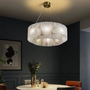 Brendra Alabaster 2-Tier Round Chandelier-Momo Lighting
