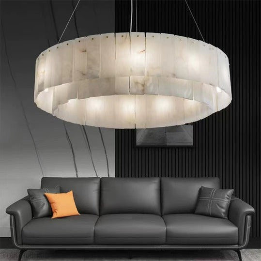 Brendra Alabaster 2-Tier Round Chandelier-Momo Lighting