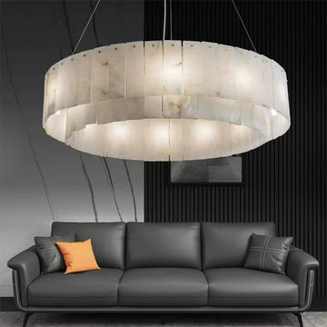 Brendra Alabaster 2-Tier Round Chandelier-Momo Lighting