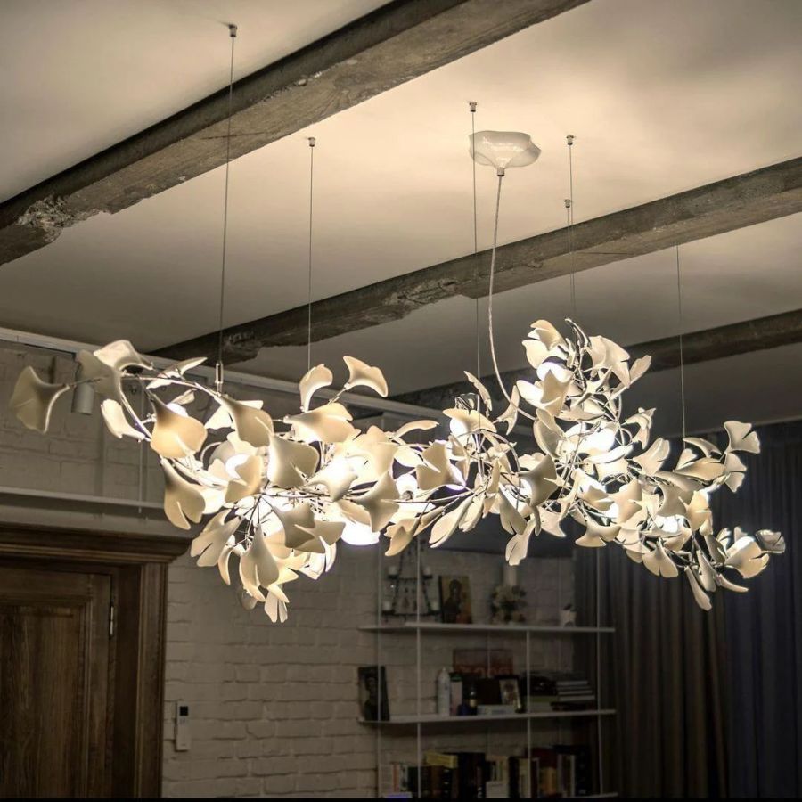 Bustling Ceramic Ginkgo Leaf Chandelier-Momo Lighting