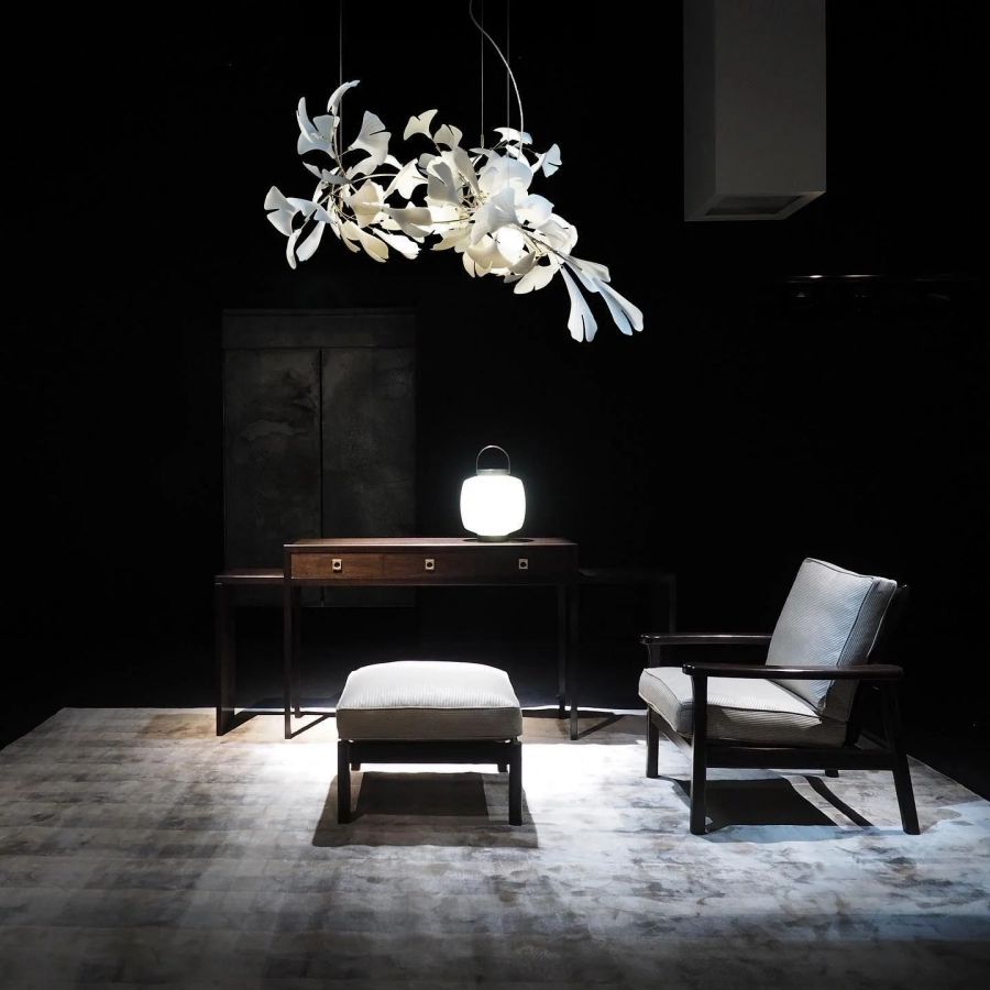 Bustling Ceramic Ginkgo Leaf Chandelier-Momo Lighting