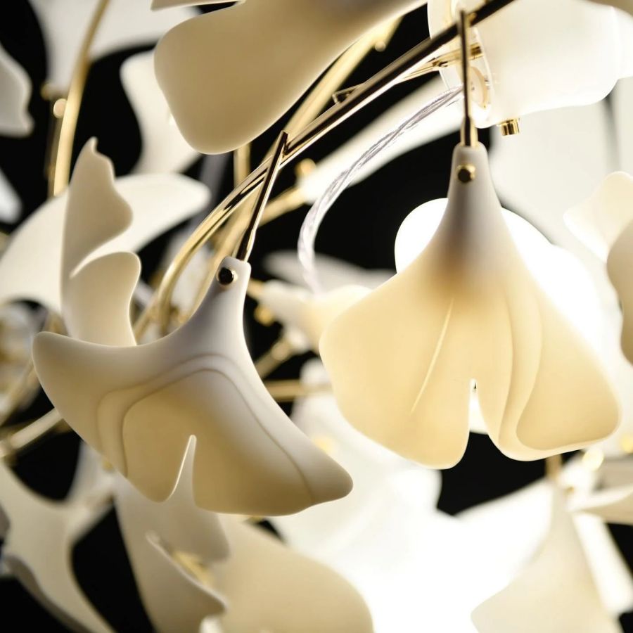 Bustling Ceramic Ginkgo Leaf Chandelier-Momo Lighting