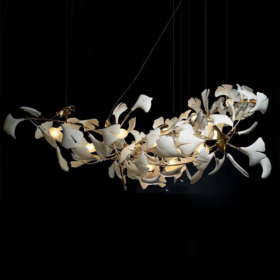 Bustling Ceramic Ginkgo Leaf Chandelier-Momo Lighting