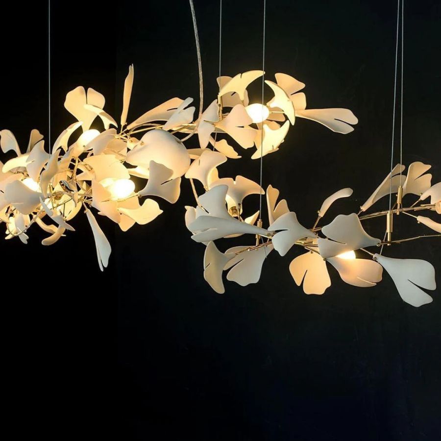 Bustling Ceramic Ginkgo Leaf Chandelier-Momo Lighting