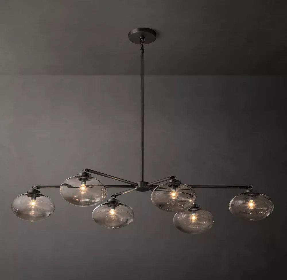 Cabrete Clear Glass Mobile Linear Chandelier 60'' 72''-Momo Lighting