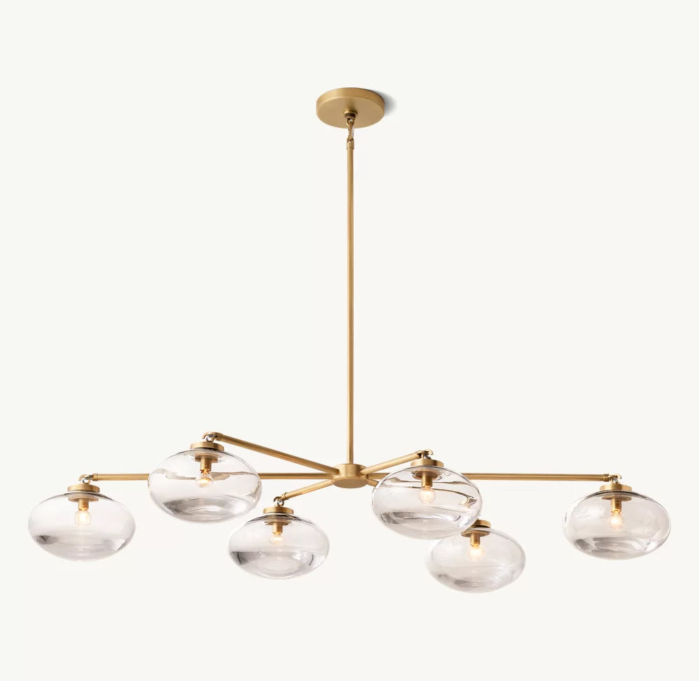 Cabrete Clear Glass Mobile Linear Chandelier 60'' 72''-Momo Lighting