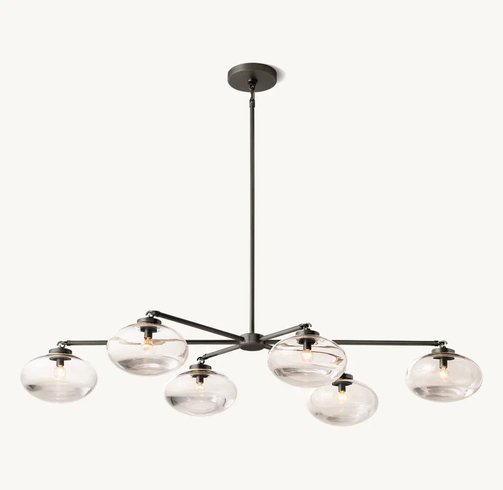 Cabrete Clear Glass Mobile Linear Chandelier 60'' 72''-Momo Lighting