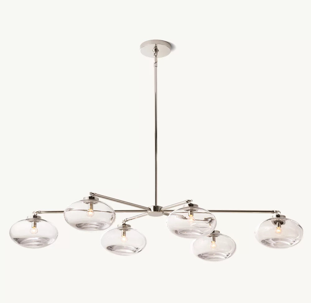 Cabrete Clear Glass Mobile Linear Chandelier 60'' 72''-Momo Lighting