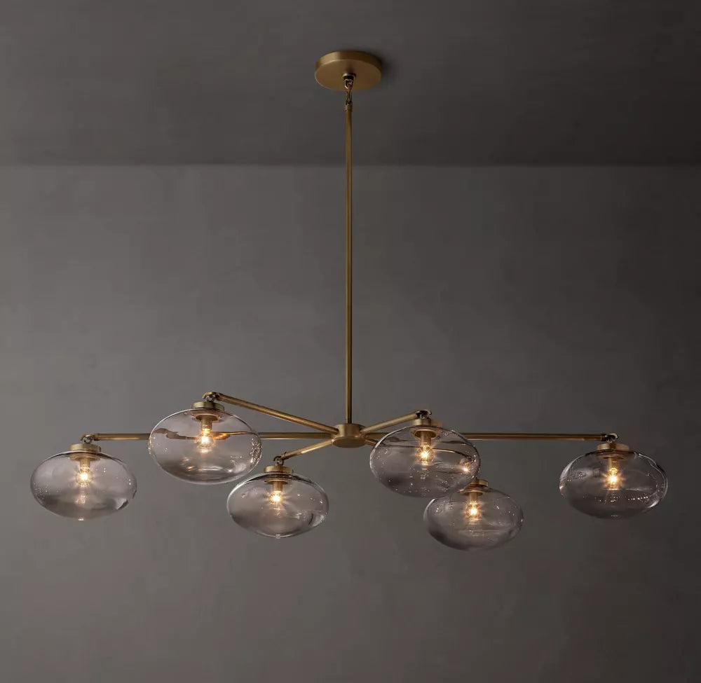 Cabrete Clear Glass Mobile Linear Chandelier 60'' 72''-Momo Lighting