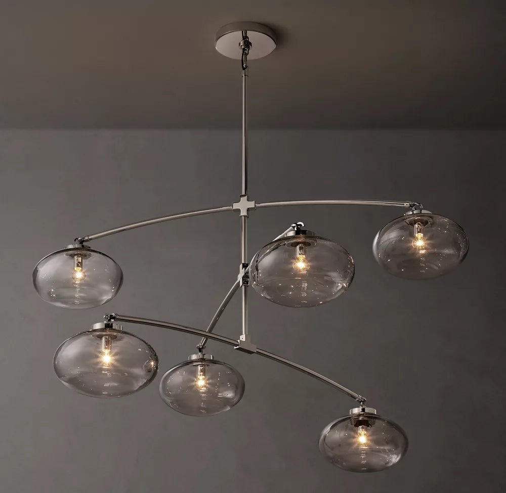 Cabrete Clear Glass Mobile Round Chandelier 48'' 60'' 72''-Momo Lighting