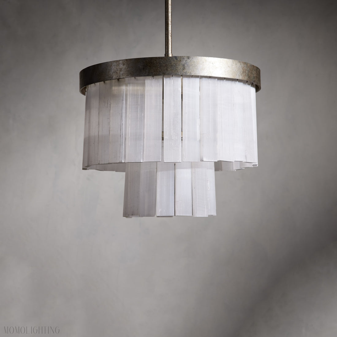 Cameron Luxury Selenite 2 Tier Round Chandelier-Momo Lighting