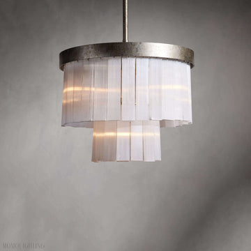 Cameron Luxury Selenite 2 Tier Round Chandelier-Momo Lighting