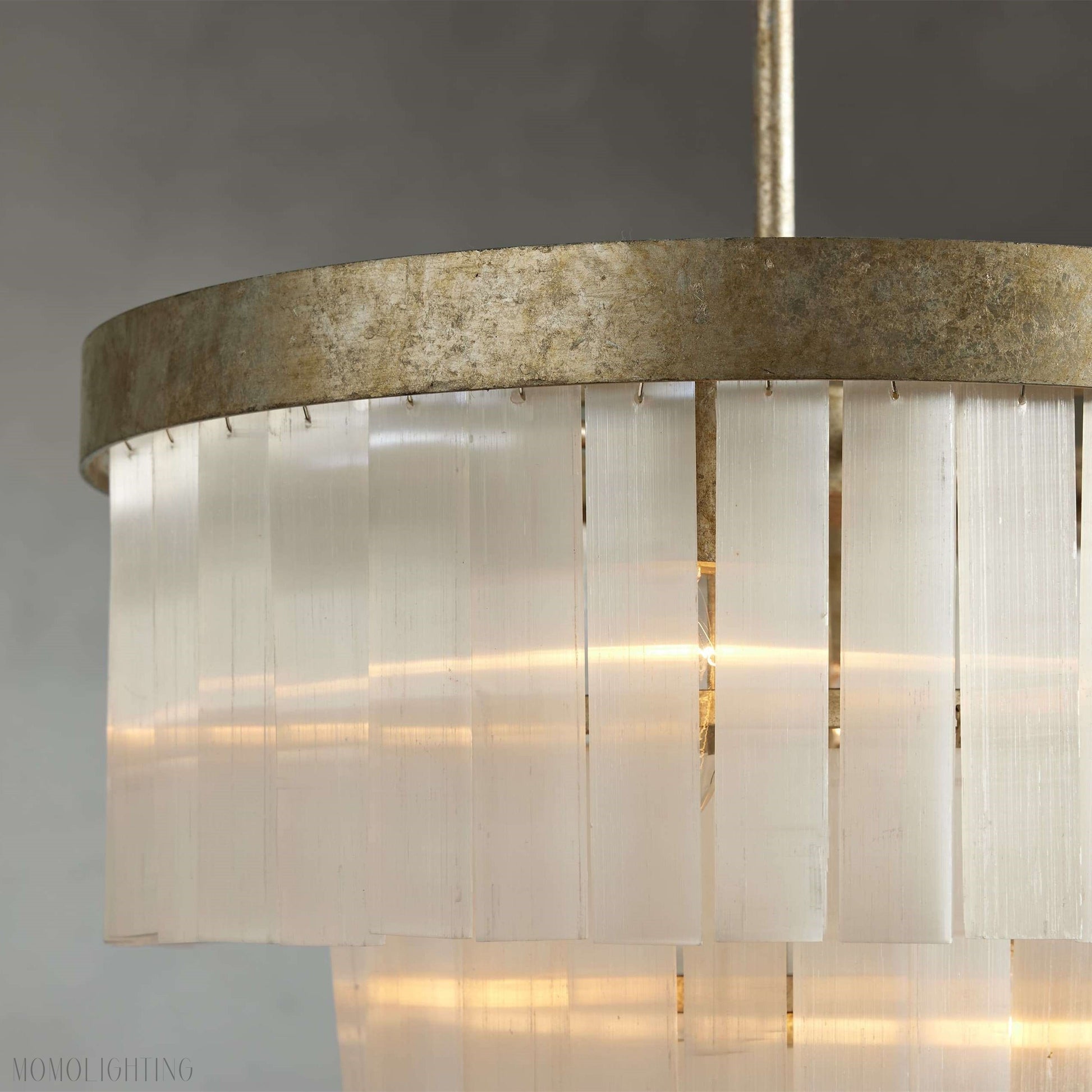 Cameron Luxury Selenite 3 Tier Round Chandelier-Momo Lighting