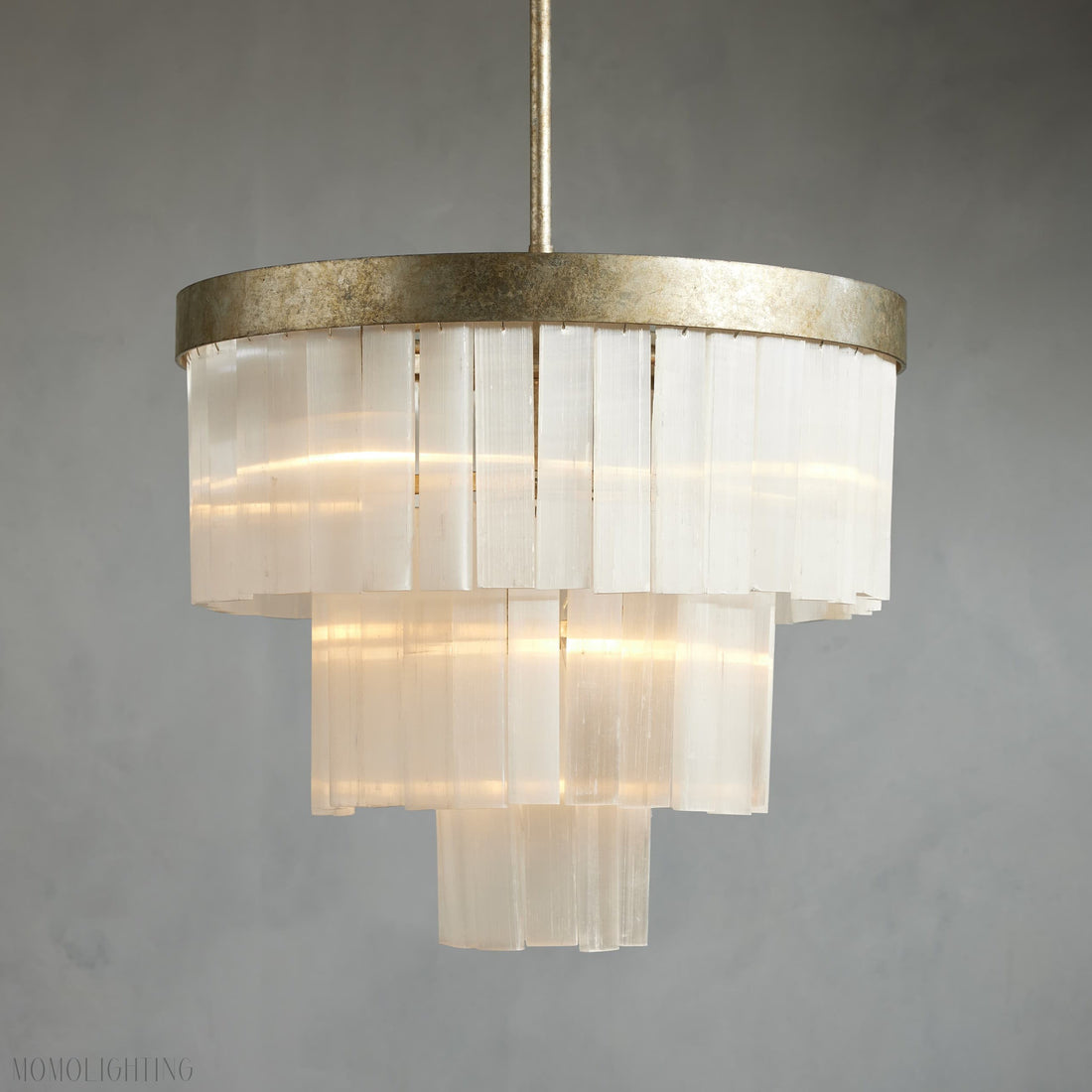 Cameron Luxury Selenite 3 Tier Round Chandelier-Momo Lighting