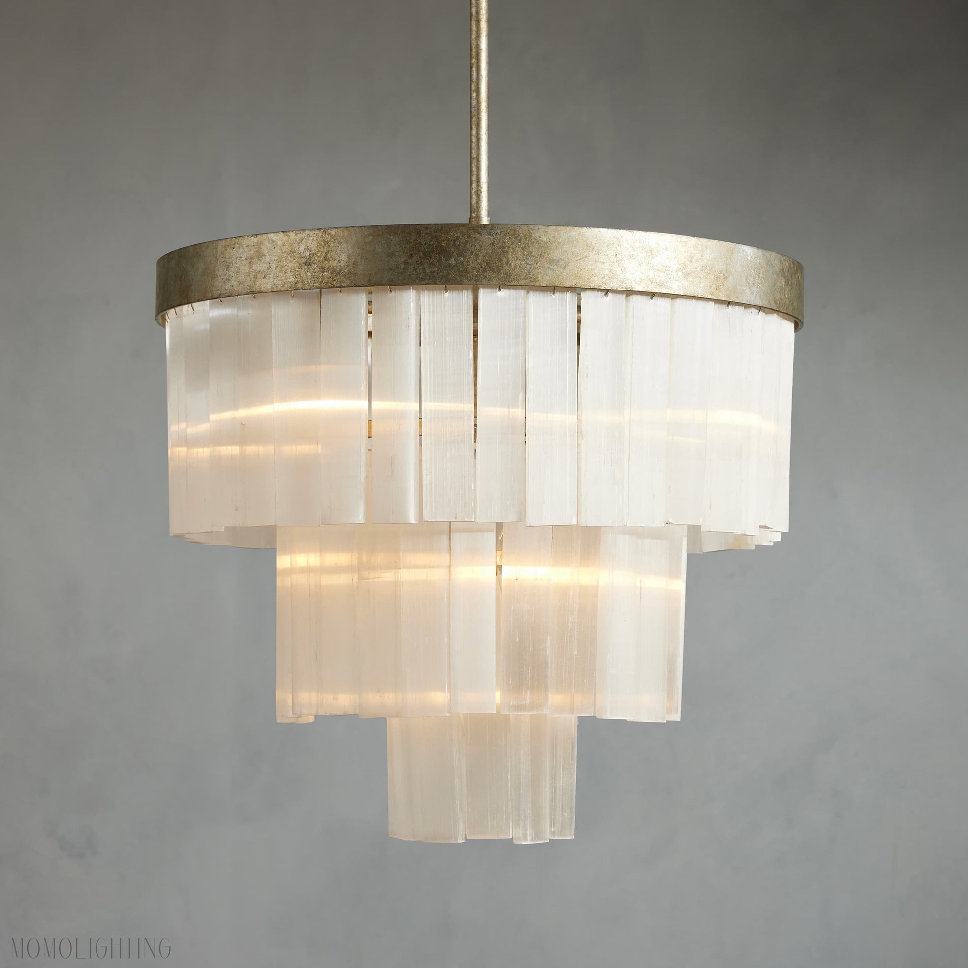 Cameron Luxury Selenite 3 Tier Round Chandelier-Momo Lighting