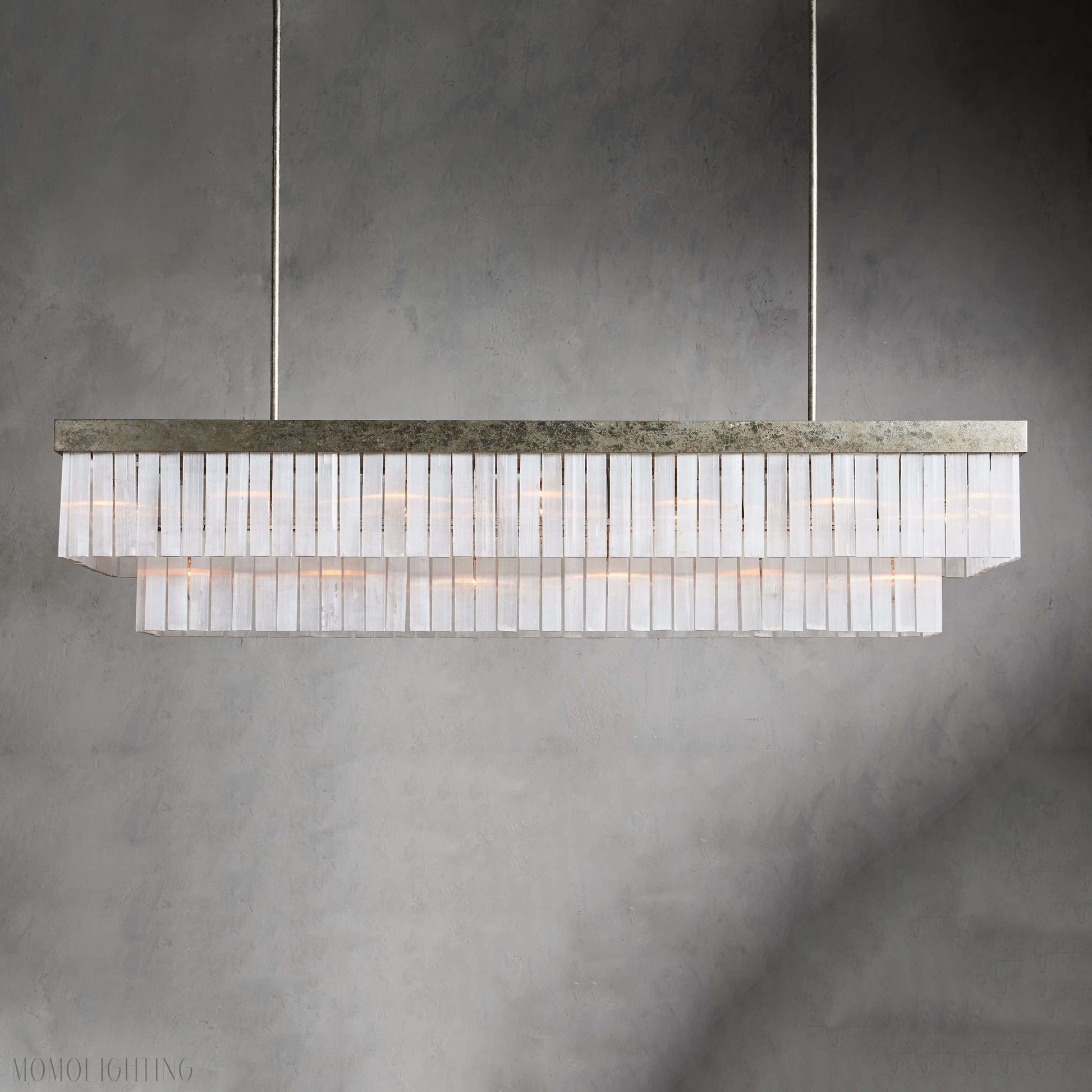 Cameron Luxury Selenite Linear Chandelier 49'' 59''-Momo Lighting