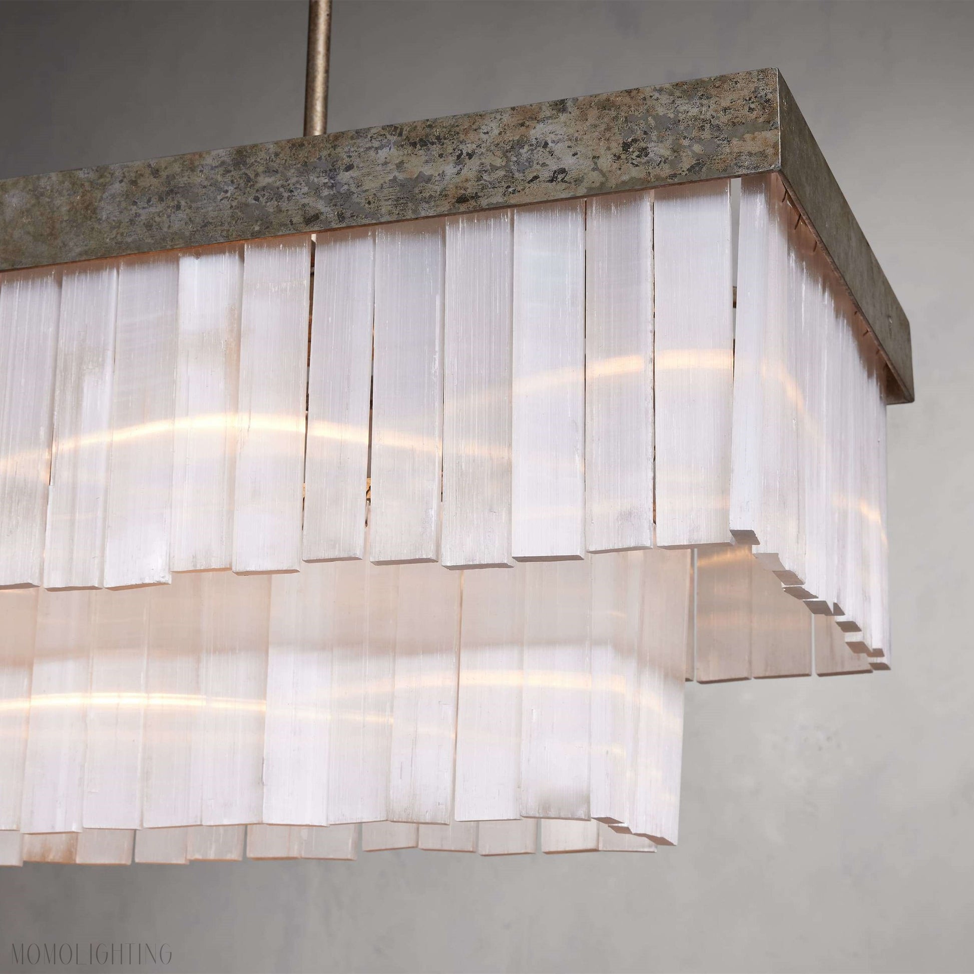 Cameron Luxury Selenite Linear Chandelier 49'' 59''-Momo Lighting