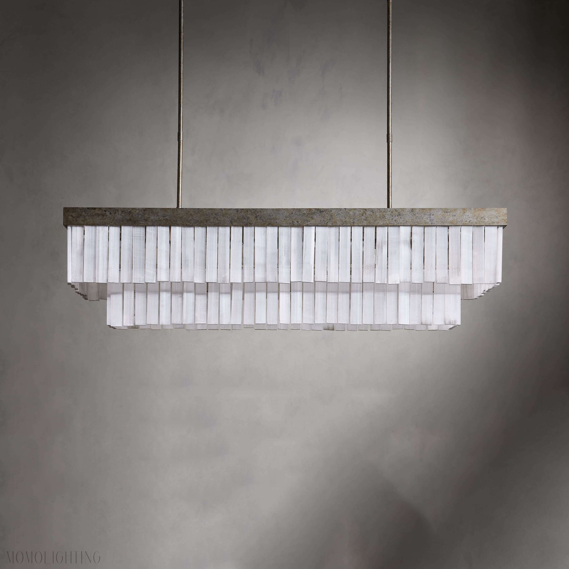 Cameron Luxury Selenite Linear Chandelier 49'' 59''-Momo Lighting
