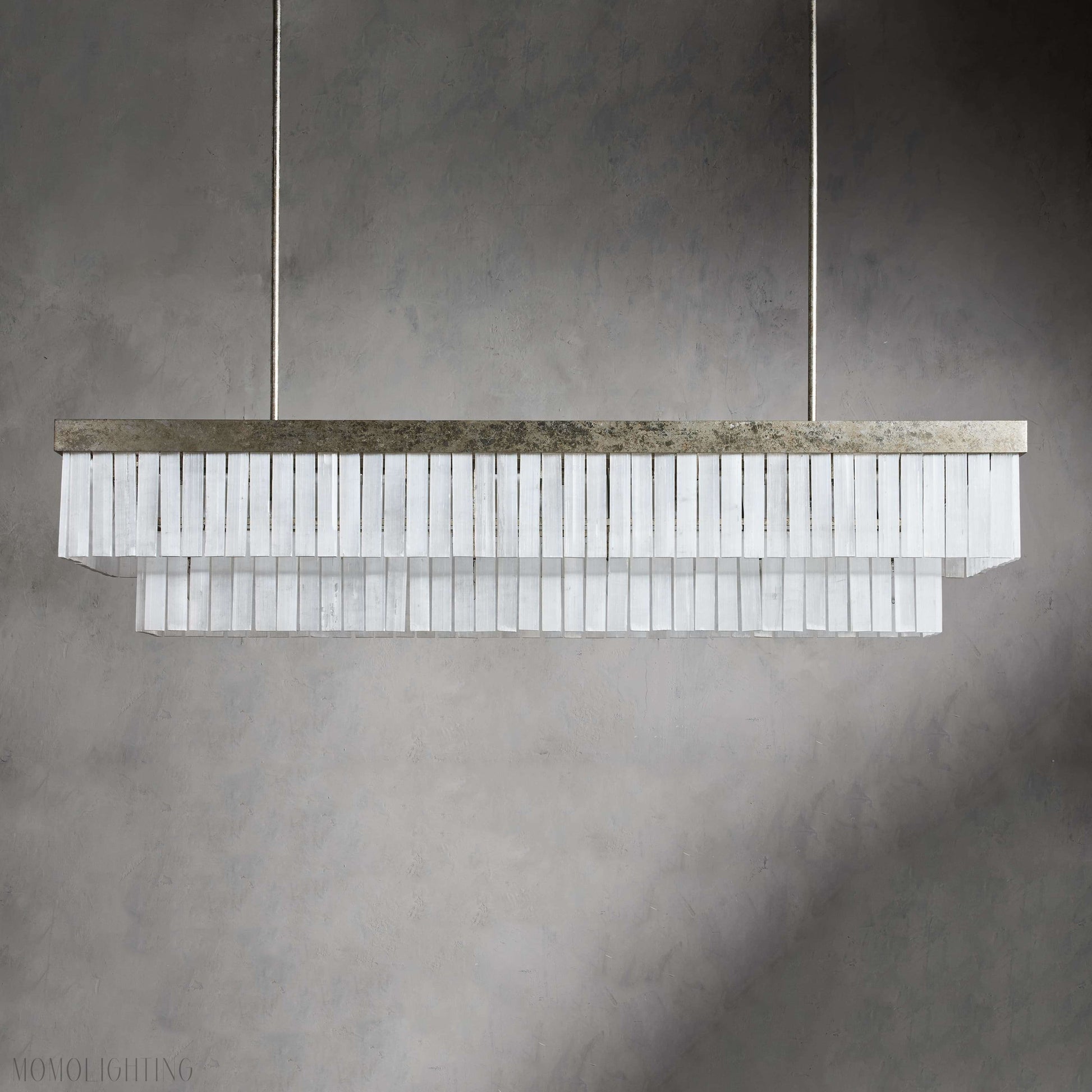 Cameron Luxury Selenite Linear Chandelier 49'' 59''-Momo Lighting