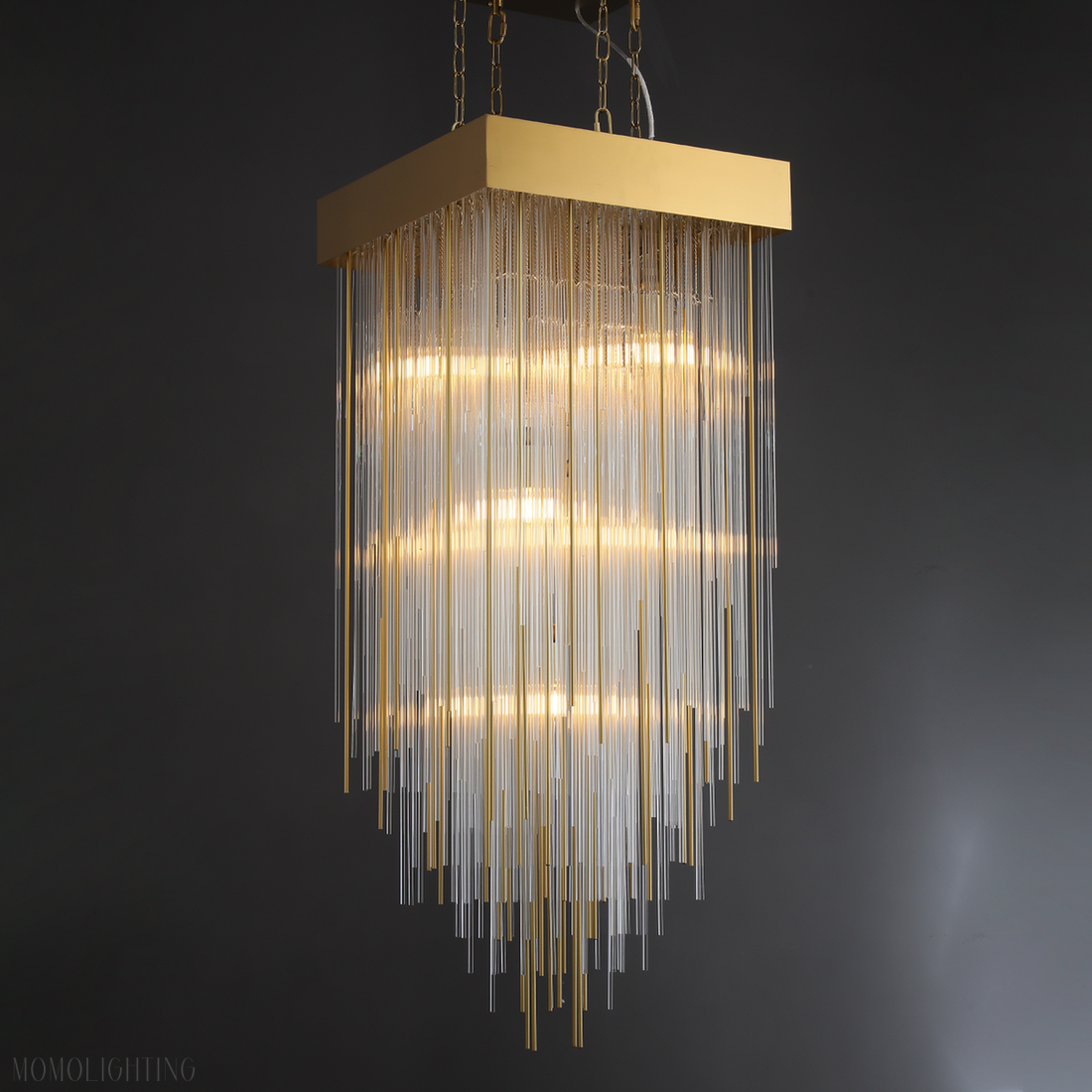 Cascade Glass Rectangular Chandelier 54"-Momo Lighting