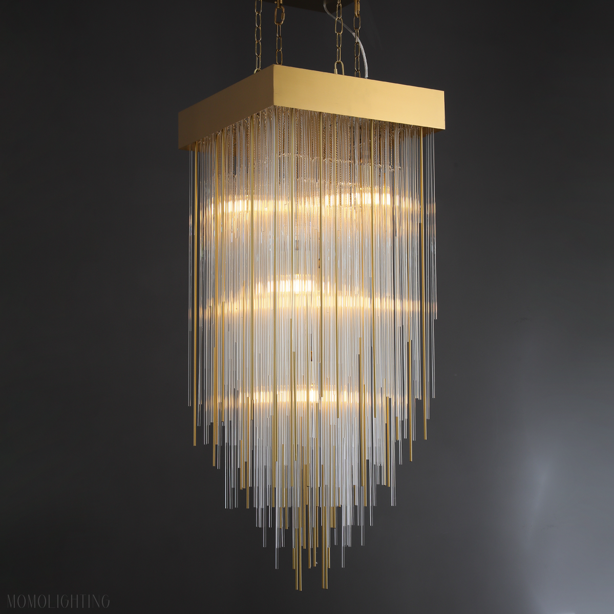 Cascade Glass Rectangular Chandelier 54"-Momo Lighting
