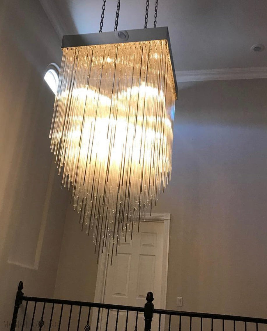 Cascade Glass Rectangular Chandelier 54"-Momo Lighting