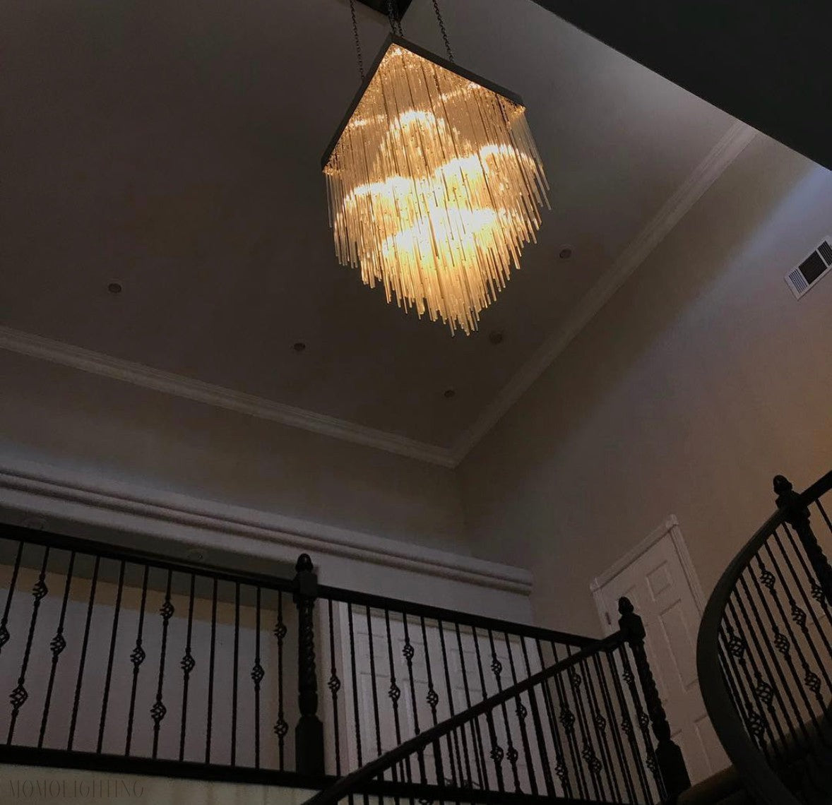 Cascade Glass Rectangular Chandelier 54"-Momo Lighting