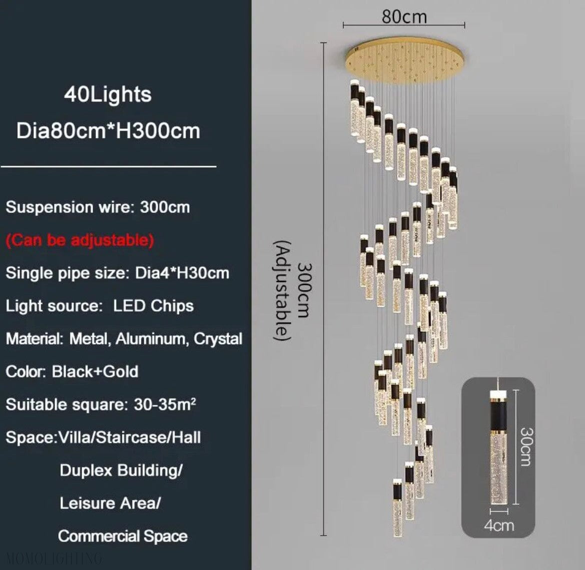 Cassandra Foyer & Stairecase Chandelier 23" 31" D-Momo Lighting