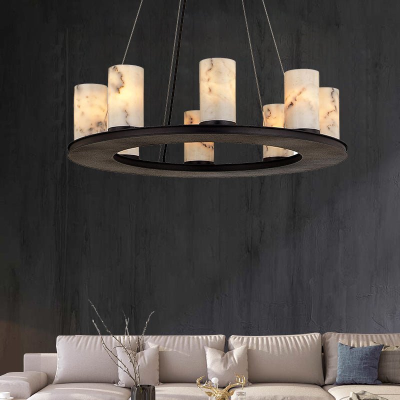 Centrum Alabaster Round Chandelier-Momo Lighting