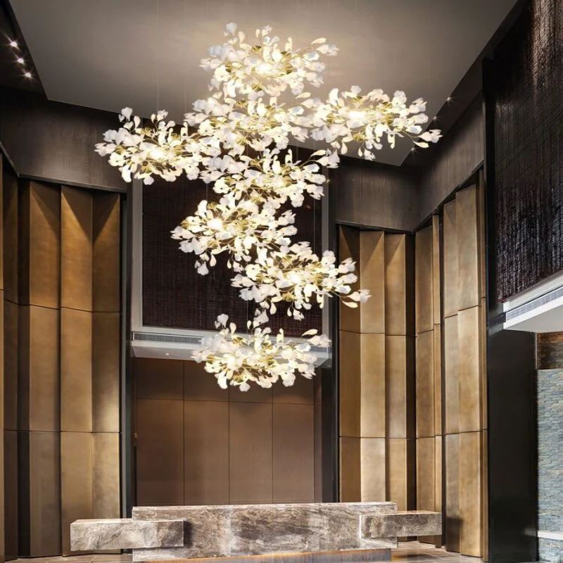 Ceramic Ginkgo Cascading Chandelier-Momo Lighting