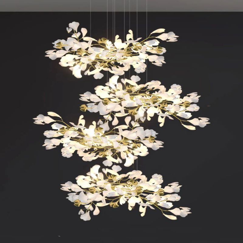 Ceramic Ginkgo Cascading Chandelier-Momo Lighting
