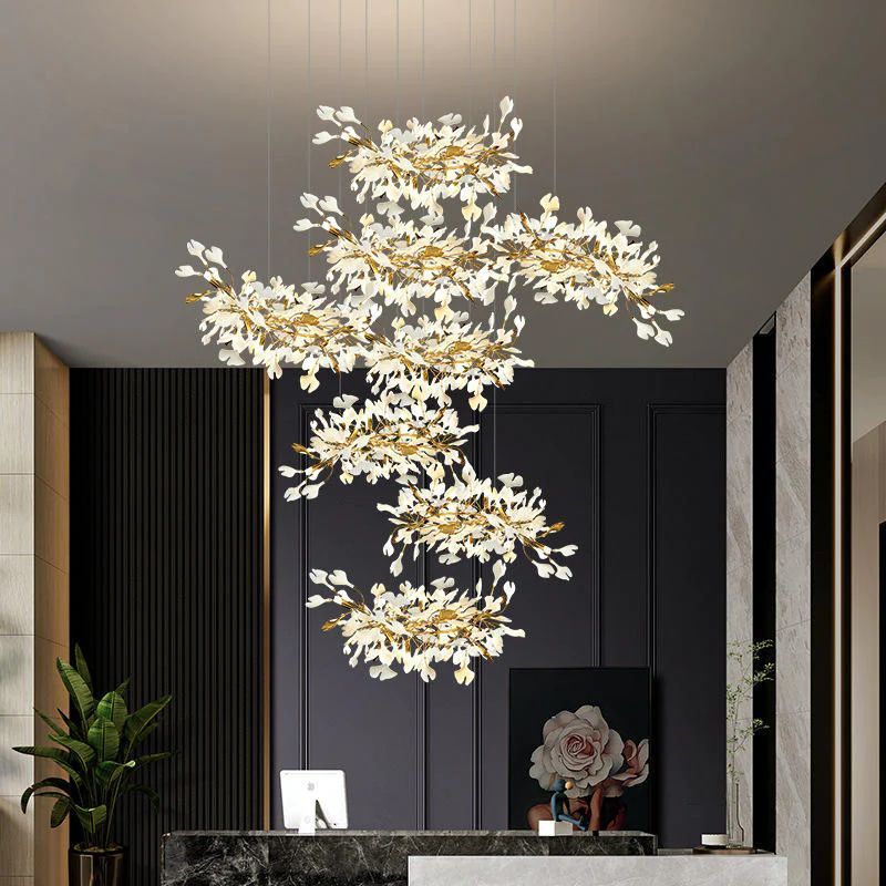 Ceramic Ginkgo Cascading Chandelier-Momo Lighting