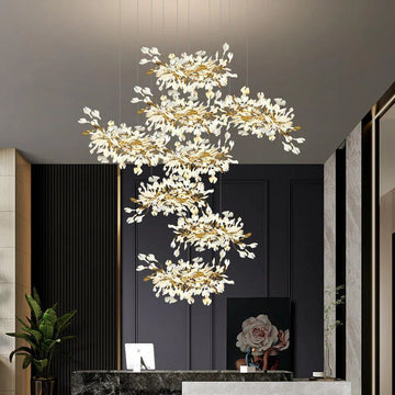 Ceramic Ginkgo Cascading Chandelier-Momo Lighting
