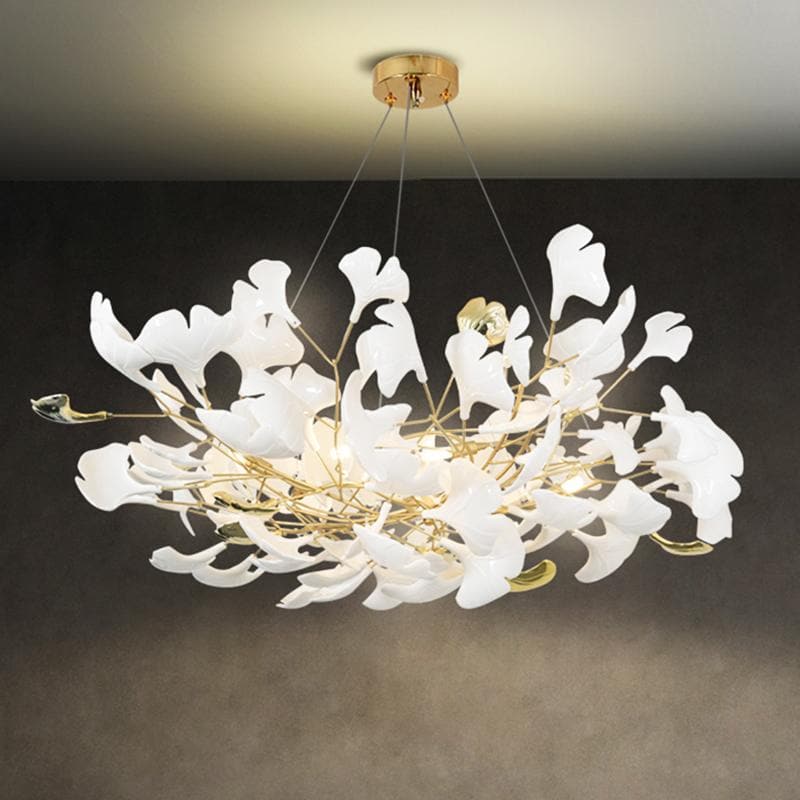 Ceramic Ginkgo Petal Chandelier-Momo Lighting
