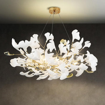 Ceramic Ginkgo Petal Chandelier-Momo Lighting