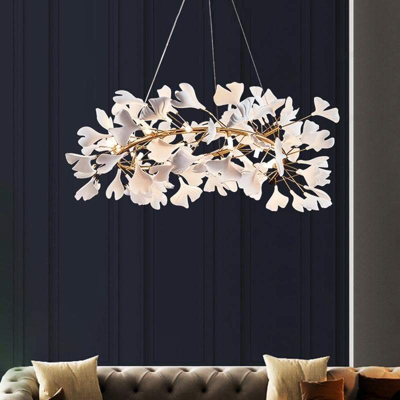 Ceramic Ginkgo Round Chandelier-Momo Lighting