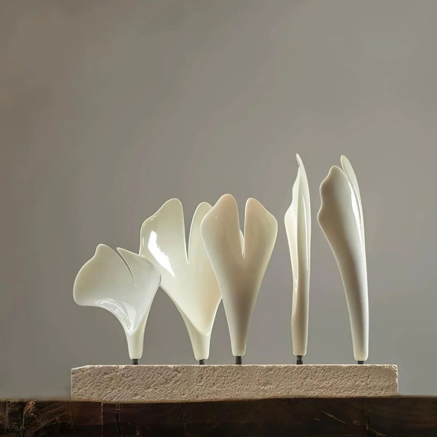 Ceramic Ginkgo Round Staircase Chandelier-Momo Lighting