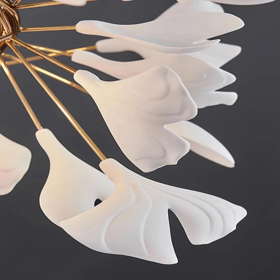 Ceramic Ginkgo Round Staircase Chandelier-Momo Lighting