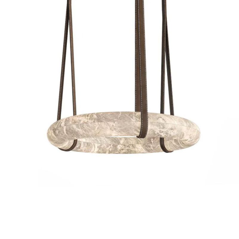 Charlene Alabaster Halo Circle Chandelier-Momo Lighting