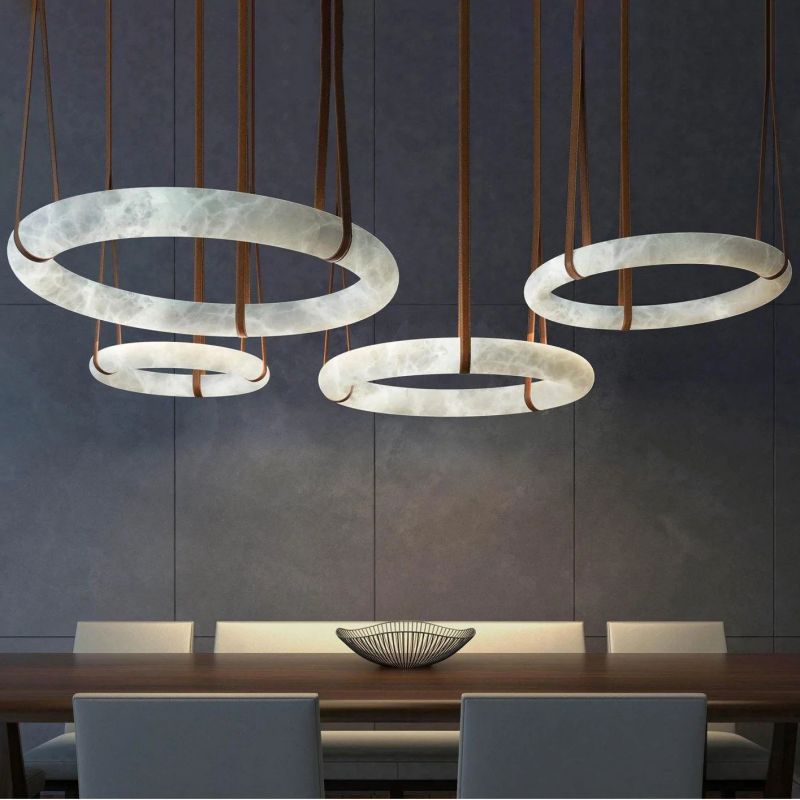 Charlene Alabaster Halo Circle Chandelier-Momo Lighting