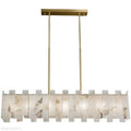 Charlene Marble Brass Linear Chandelier-Momo Lighting