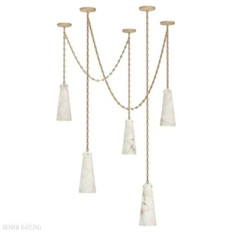 Charlene Marble Modern 5-Light Chandelier( customize one plate/25' hanging height)-Momo Lighting