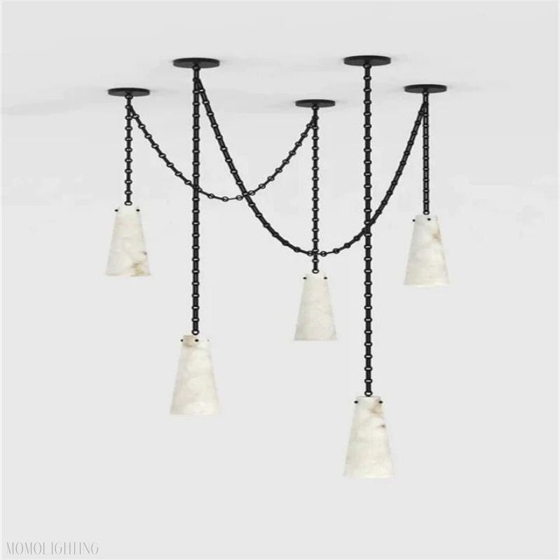 Charlene Marble Modern 5-Light Chandelier( customize one plate/25' hanging height)-Momo Lighting