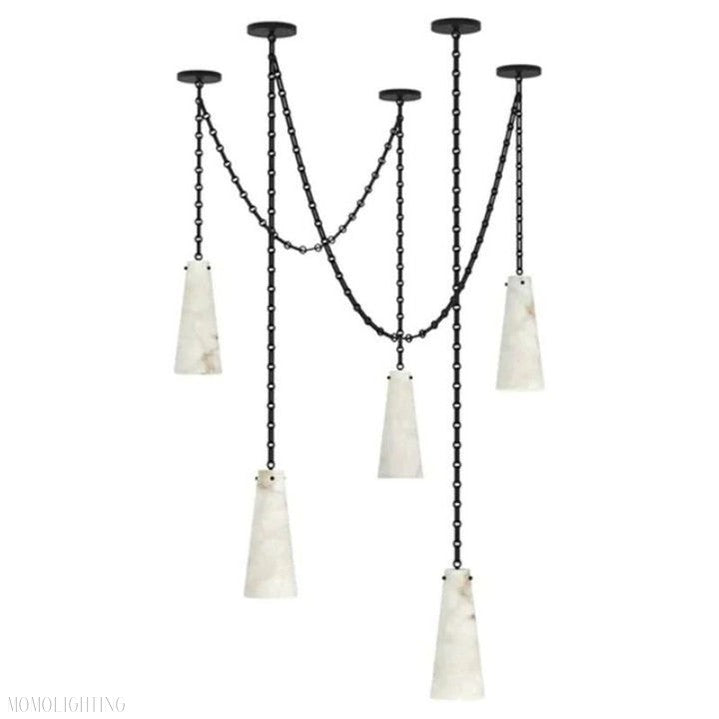 Charlene Marble Modern 5-Light Chandelier( customize one plate/25' hanging height)-Momo Lighting