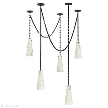 Charlene Marble Modern 5-Light Chandelier( customize one plate/25' hanging height)-Momo Lighting