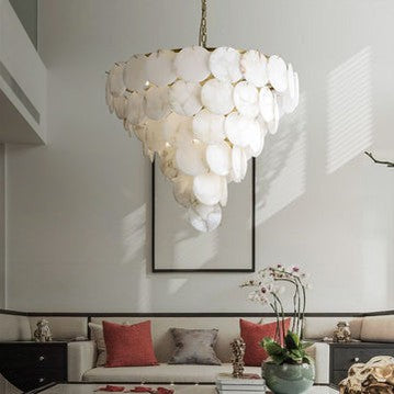 Charlene Marble Multi-Tier Round Chandelier-Momo Lighting
