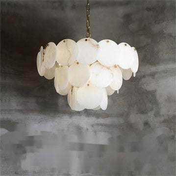 Charlene Marble Multi-Tier Round Chandelier-Momo Lighting