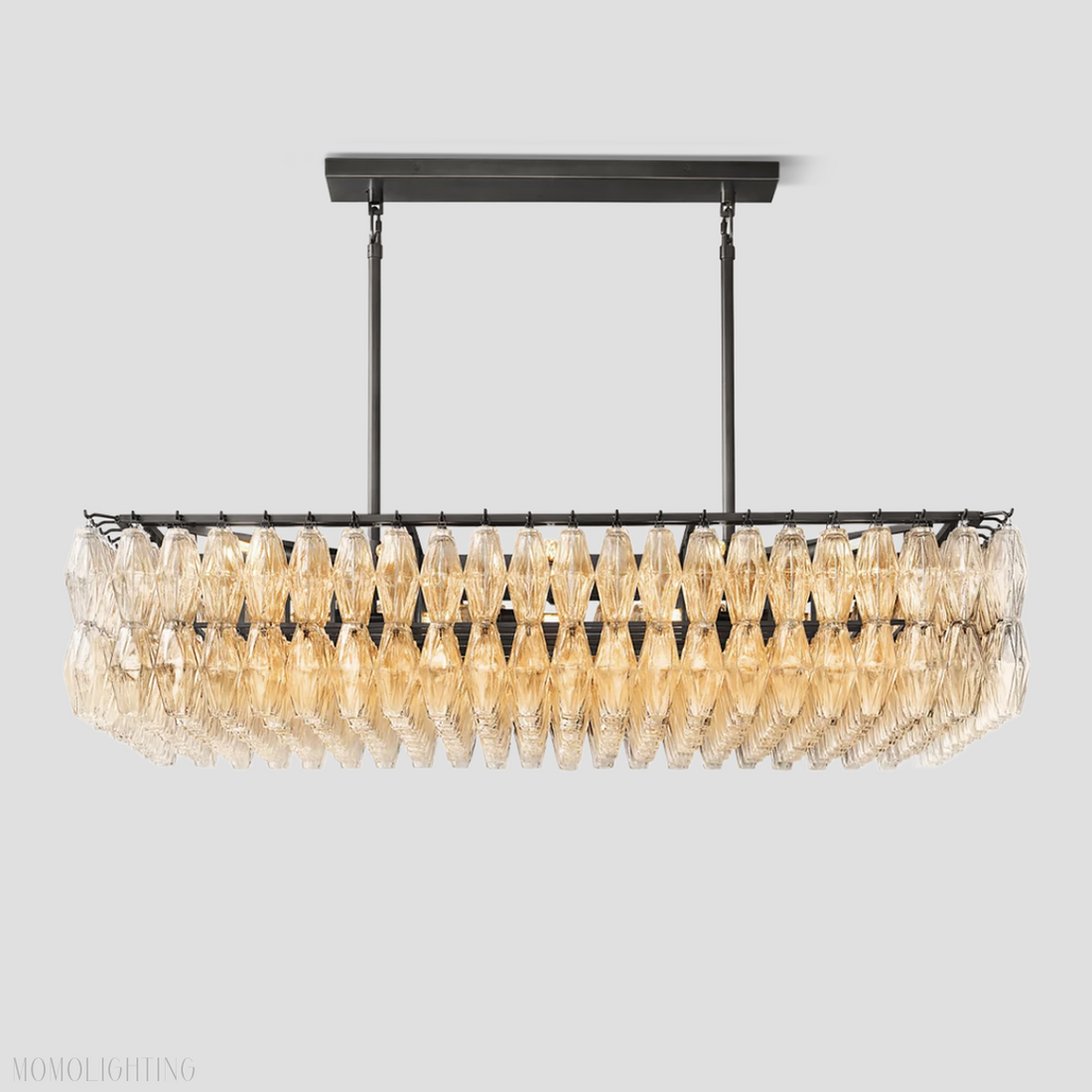 Chiara Glass Tiered Rectangular Chandelier 54"W-Momo Lighting